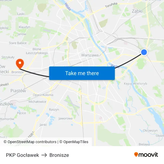 PKP Gocławek to Bronisze map