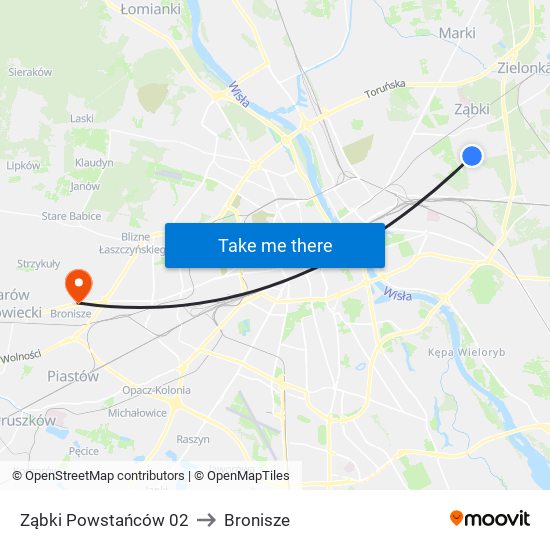 Ząbki Powstańców 02 to Bronisze map