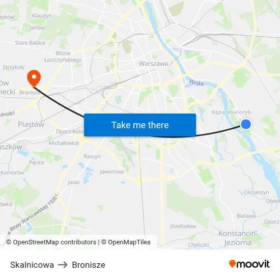 Skalnicowa to Bronisze map