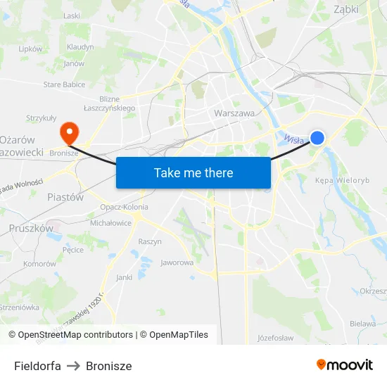 Fieldorfa to Bronisze map