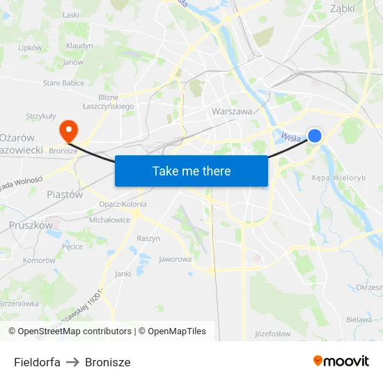 Fieldorfa to Bronisze map
