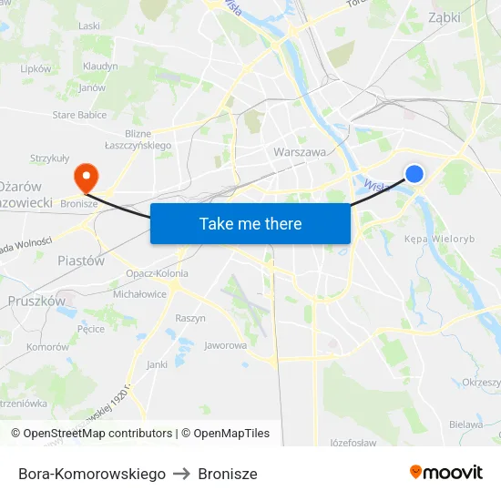 Bora - Komorowskiego to Bronisze map