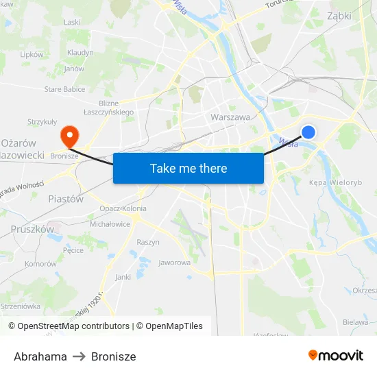 Abrahama to Bronisze map