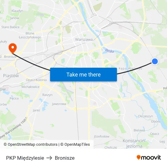 PKP Międzylesie to Bronisze map