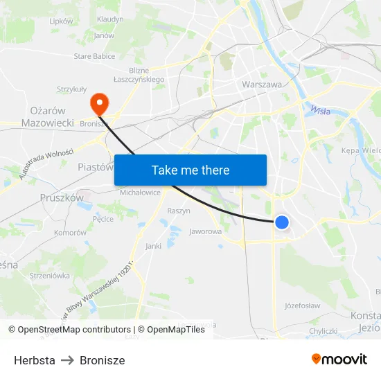 Herbsta to Bronisze map