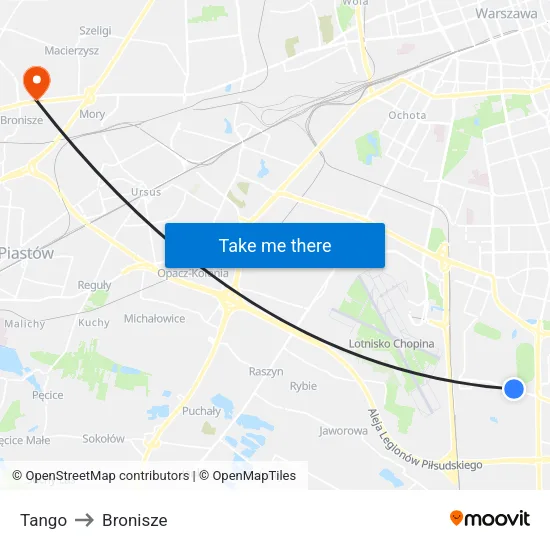 Tango to Bronisze map