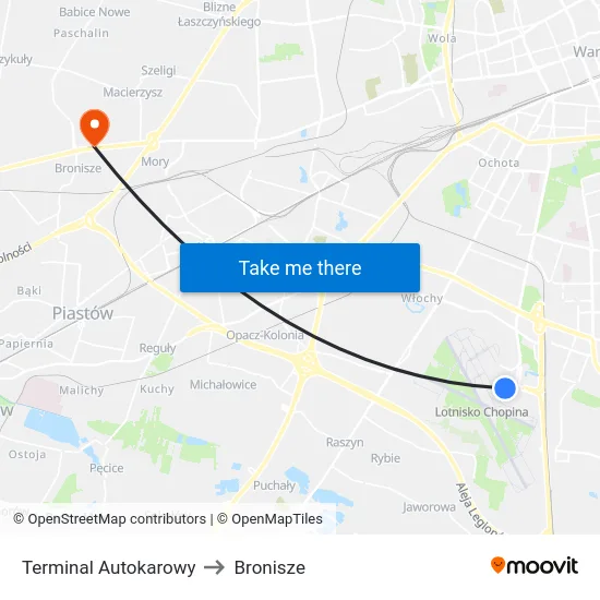 Terminal Autokarowy to Bronisze map