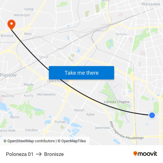Poloneza to Bronisze map