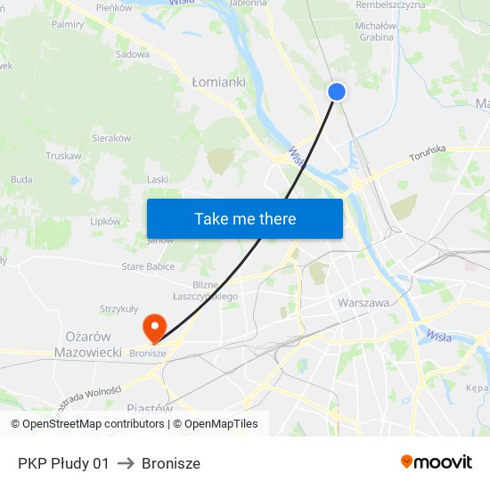 PKP Płudy to Bronisze map