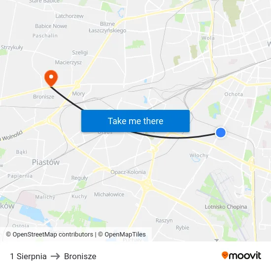 1 Sierpnia to Bronisze map