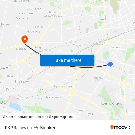 PKP Rakowiec to Bronisze map