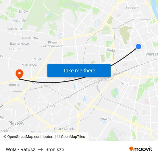 Wola - Ratusz to Bronisze map