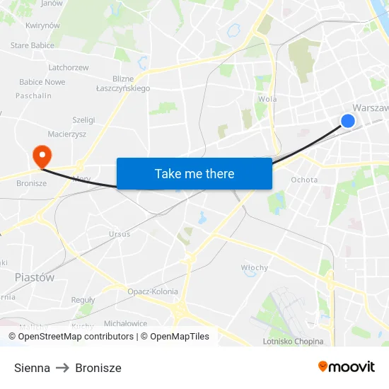 Sienna to Bronisze map