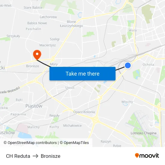 CH Reduta to Bronisze map