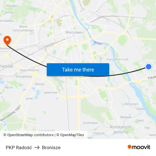 PKP Radość to Bronisze map