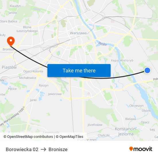 Borowiecka to Bronisze map