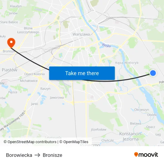 Borowiecka to Bronisze map