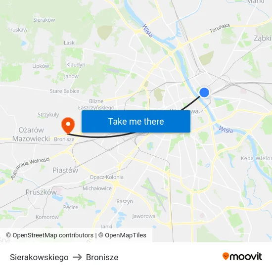 Sierakowskiego to Bronisze map