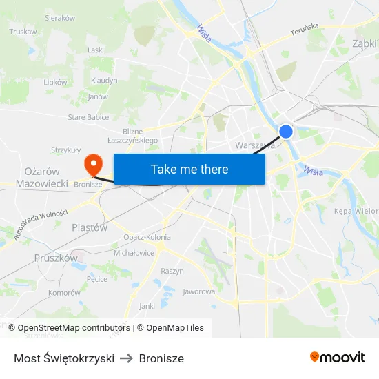 Most Świętokrzyski to Bronisze map