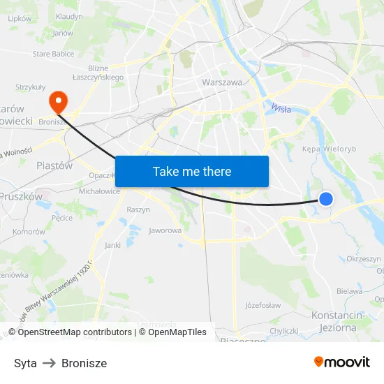 Syta to Bronisze map