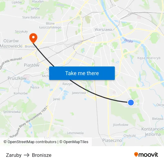 Zaruby to Bronisze map