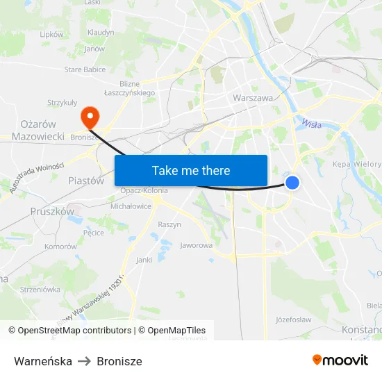 Warneńska to Bronisze map