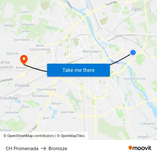 CH Promenada to Bronisze map