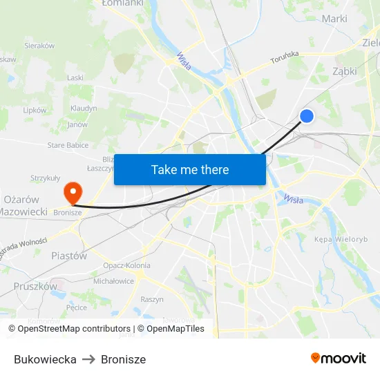 Bukowiecka to Bronisze map