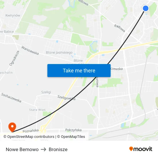 Nowe Bemowo to Bronisze map