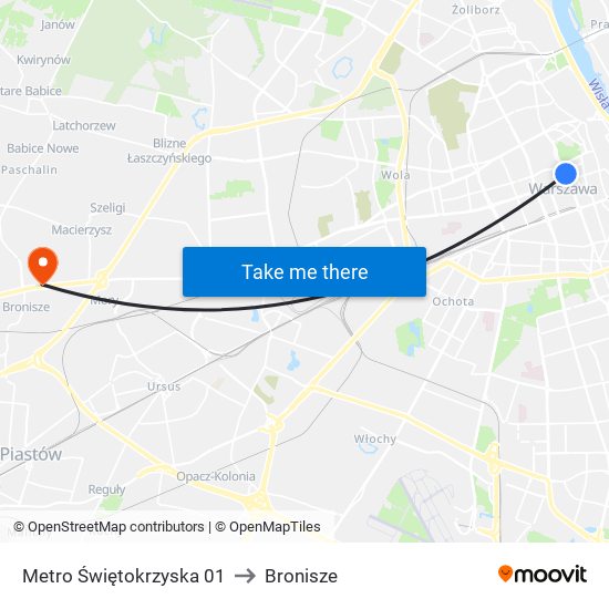 Metro Świętokrzyska 01 to Bronisze map