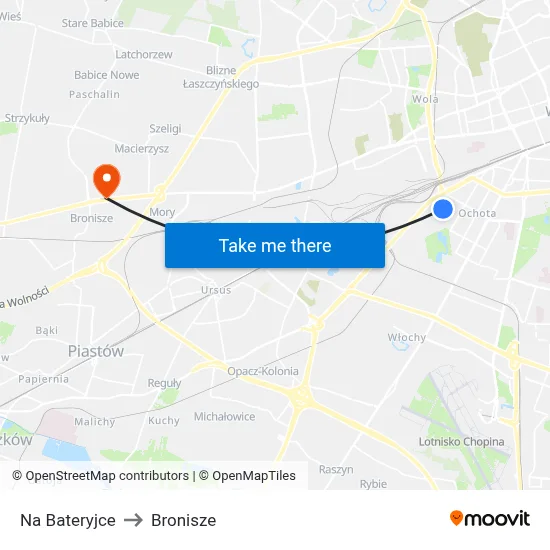 Na Bateryjce to Bronisze map