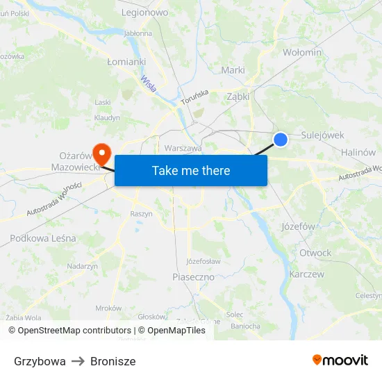 Grzybowa to Bronisze map