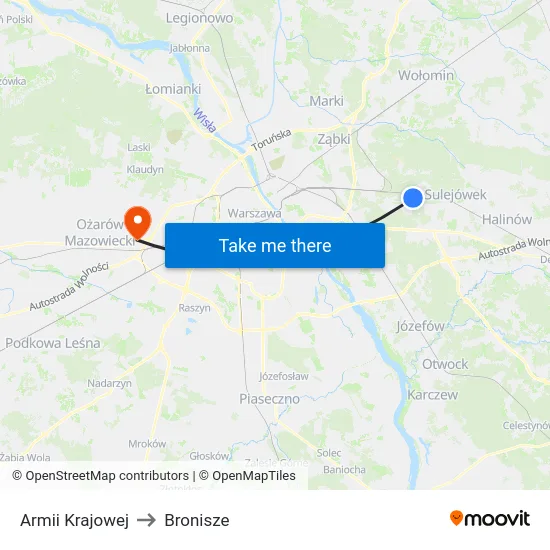 Armii Krajowej to Bronisze map