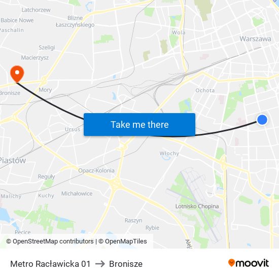 Metro Racławicka 01 to Bronisze map