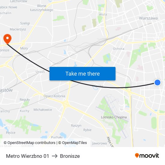 Metro Wierzbno 01 to Bronisze map