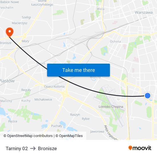 Tarniny 02 to Bronisze map