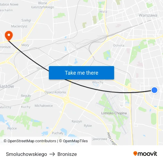 Smoluchowskiego to Bronisze map