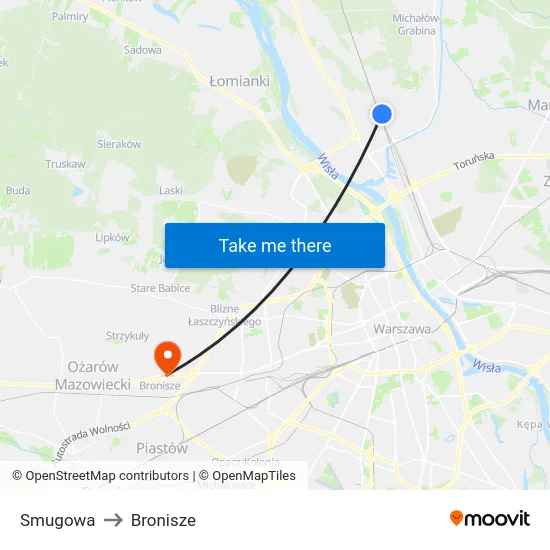 Smugowa to Bronisze map
