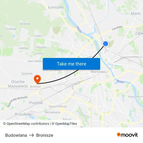 Budowlana to Bronisze map