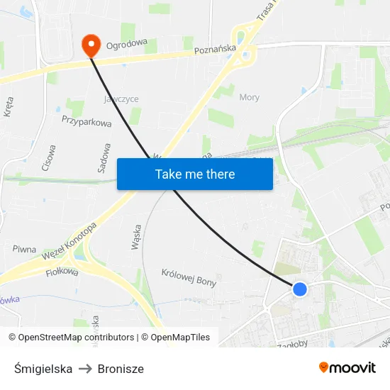 Śmigielska to Bronisze map