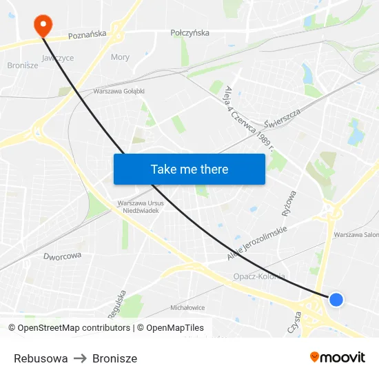 Rebusowa to Bronisze map