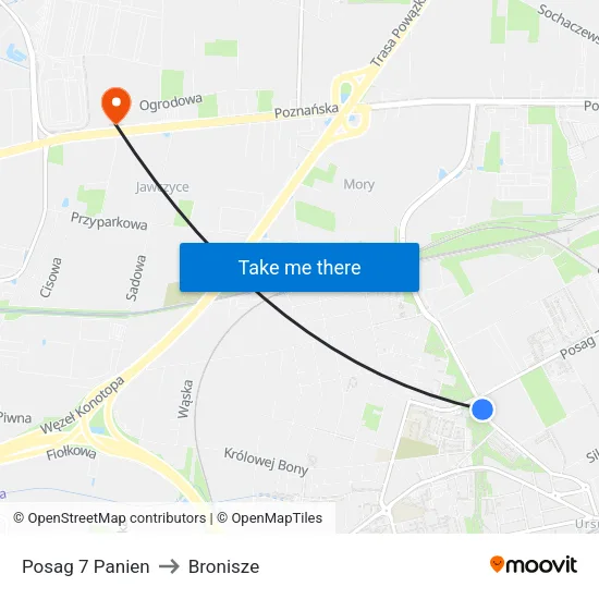 Posag 7 Panien to Bronisze map