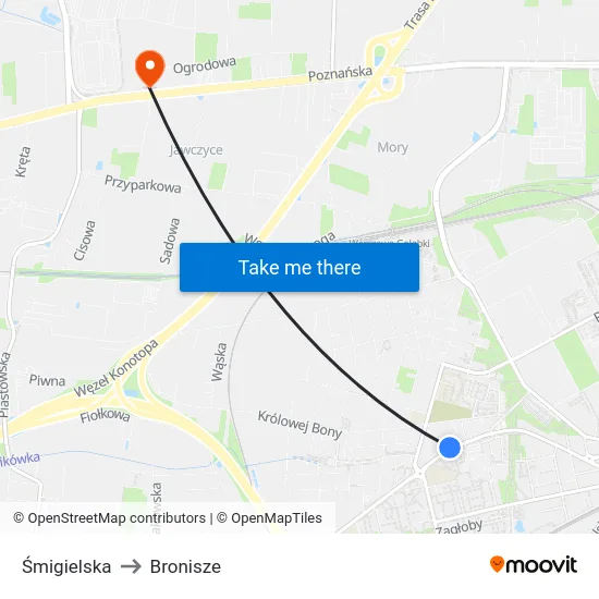 Śmigielska to Bronisze map