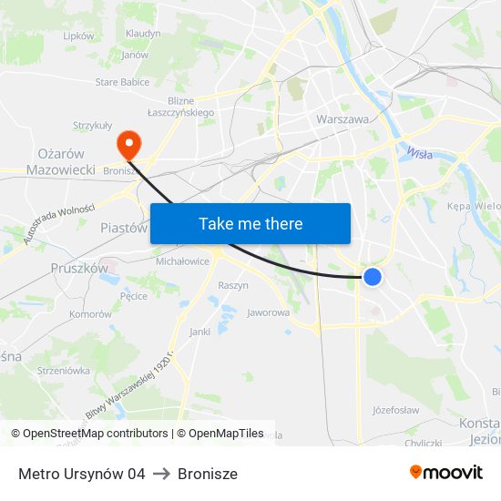 Metro Ursynów 04 to Bronisze map
