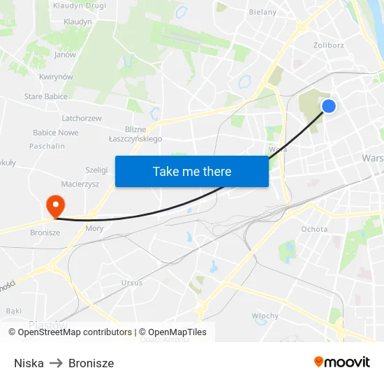 Niska to Bronisze map