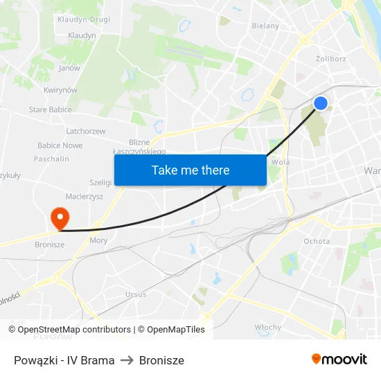 Powązki - IV Brama to Bronisze map