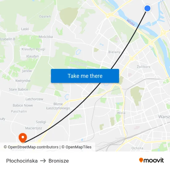 Płochocińska to Bronisze map