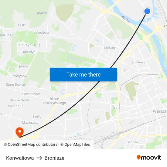 Konwaliowa to Bronisze map