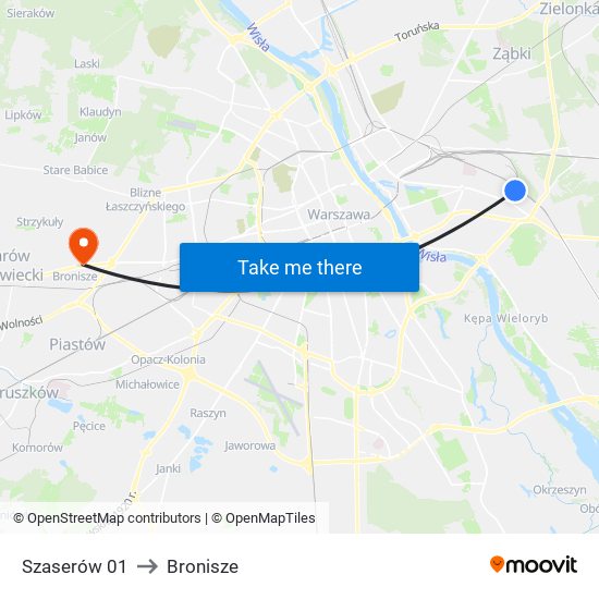 Szaserów to Bronisze map