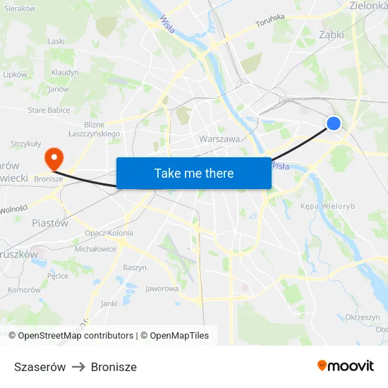 Szaserów to Bronisze map